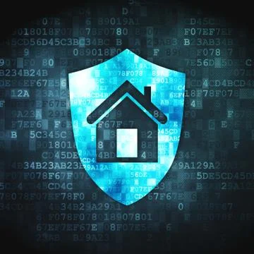 Protection concept: Shield on digital background Illustrazione stock