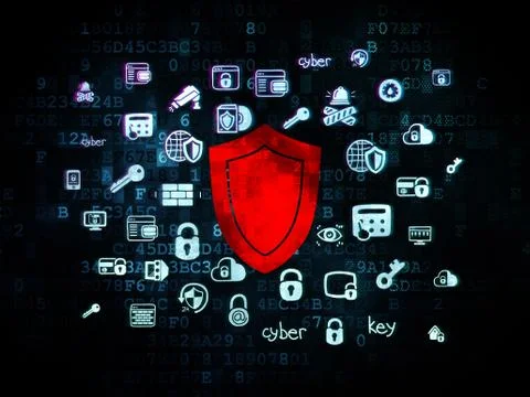 Protection concept: Shield on Digital background Illustrazione stock