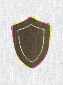 Protection concept: Shield on fabric texture background Stock Illustration