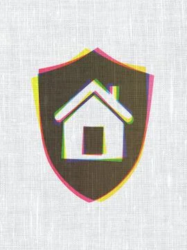 Protection concept: Shield on fabric texture background Stock Illustration