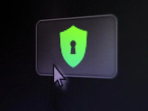 Protection concept: Shield With Keyhole on digital button Stock Illustration