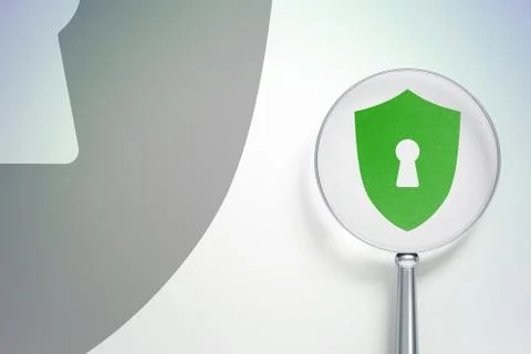 Protection concept:  Shield With Keyhole with optical glass on digital Stock Illustration