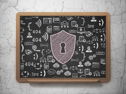 Protection concept: Shield With Keyhole on School Board background イラスト素材