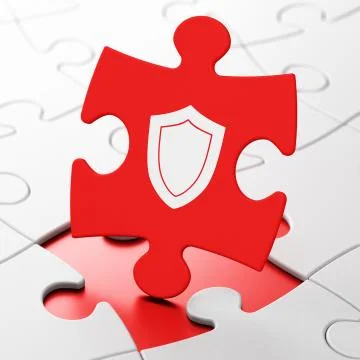 Protection concept: Shield on puzzle background イラスト素材
