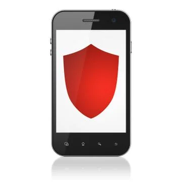 Protection concept: Shield on smartphone Illustrazione stock