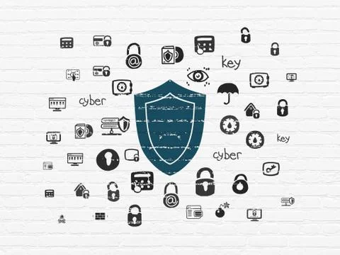 Protection concept: Shield on wall background イラスト素材