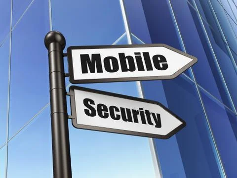 Protection concept: sign Mobile Security on Building background Illustrazione stock