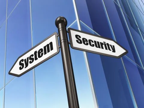 Protection concept: sign Security System on Building background Illustrazione stock