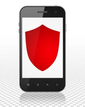Protection concept: Smartphone with Shield on display Illustrazione stock