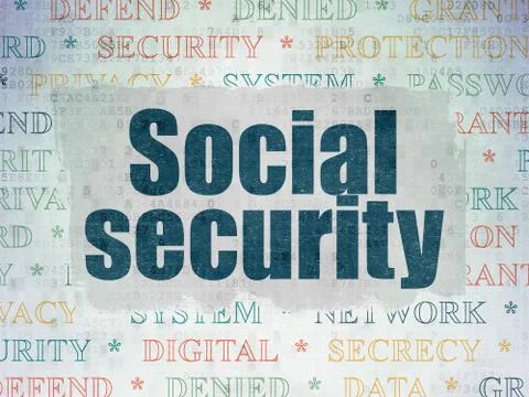 Protection concept: Social Security on Digital Data Paper background Illustrazione stock