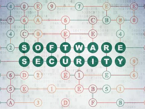 Protection concept: Software Security on Digital Data Paper background Illustrazione stock