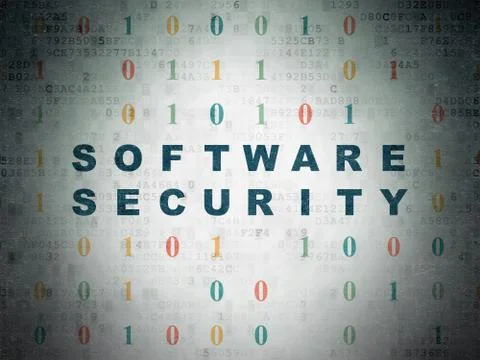 Protection concept: Software Security on Digital Data Paper background Illustrazione stock