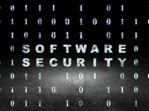 Protection concept: Software Security in grunge dark room Stock Illustration