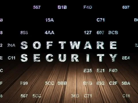 Protection concept: Software Security in grunge dark room Stock Illustration