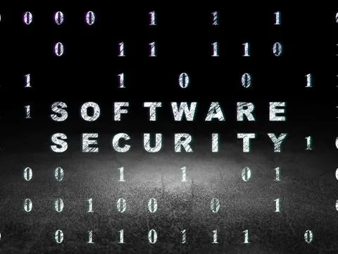 Protection concept: Software Security in grunge dark room Stock Illustration