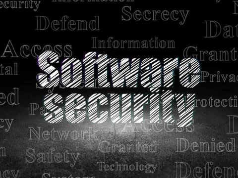 Protection concept: Software Security in grunge dark room Stock Illustration