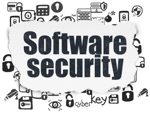 Protection concept: Software Security on Torn Paper background Illustrazione stock