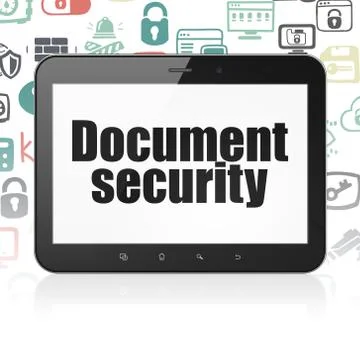 Protection concept: Tablet Computer with Document Security on display Stock Illustration