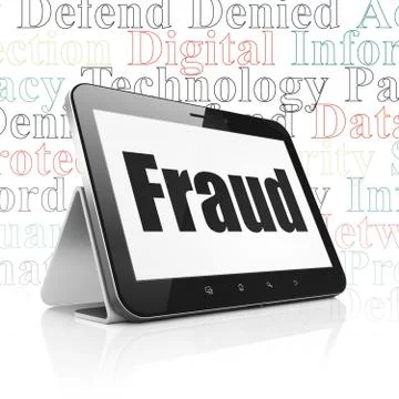 Protection concept: Tablet Computer with Fraud on display Stock Illustration