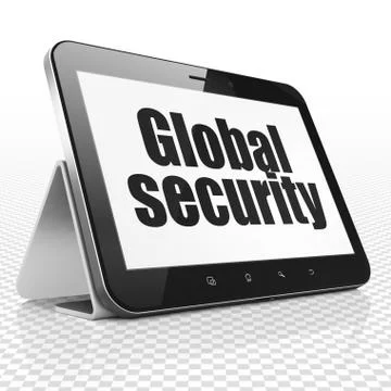 Protection concept: Tablet Computer with Global Security on display 스톡 일러스트