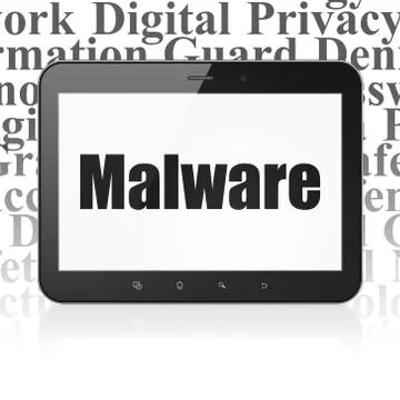Protection concept: Tablet Computer with Malware on display Illustrazione stock