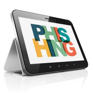 Protection concept: Tablet Computer with Phishing on  displa Stockillustratie