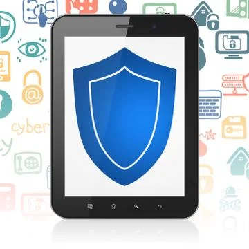Protection concept: Tablet Computer with Shield on display Stockillustratie