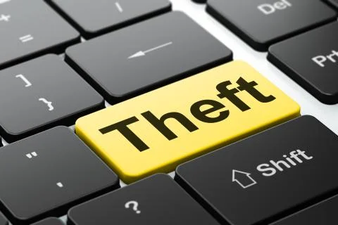 Protection concept: Theft on computer keyboard background Illustrazione stock