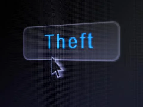 Protection concept: Theft on digital button background Stock Illustration