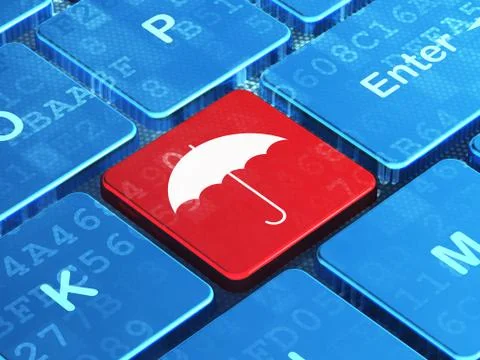 Protection concept: Umbrella on computer keyboard background イラスト素材