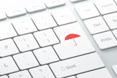 Protection concept: Umbrella on computer keyboard background 스톡 일러스트