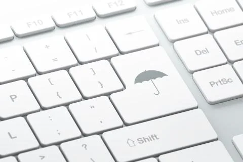 Protection concept: Umbrella on computer keyboard background 库存插图