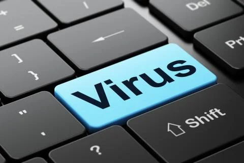 Protection concept: Virus on computer keyboard background 스톡 일러스트