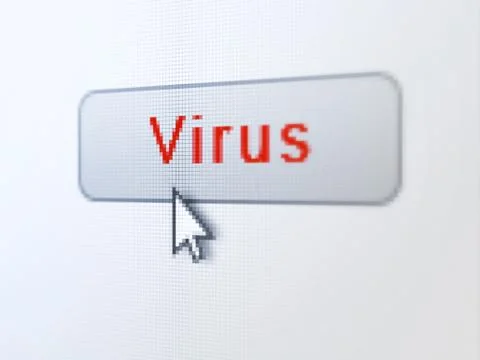 Protection concept: Virus on digital button background Stockillustratie
