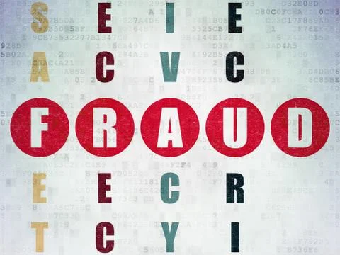 Protection concept: word Fraud in solving Crossword Puzzle Stock Illustration