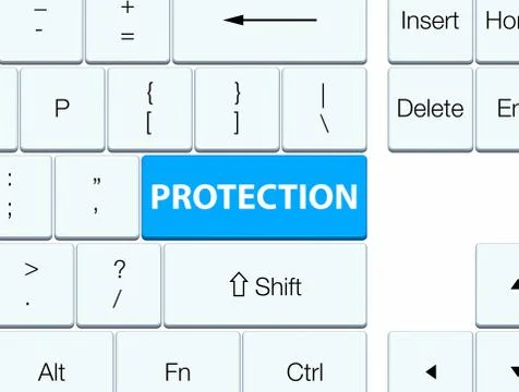 Protection cyan blue keyboard button Stock Illustration