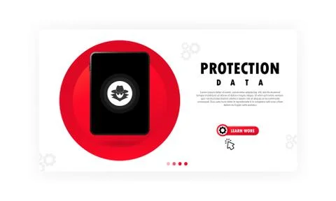 Protection data on tablet banner. Privacy and internet security concept. Vect Stockillustratie