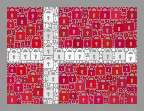 Protection Denmark Flag - Collage of Lock Icons Stock Illustration