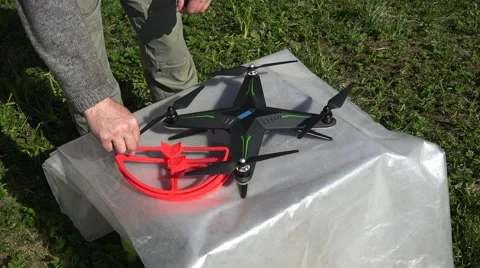 Protection from the drone of the propellers. 4K. Stock Footage 62926967