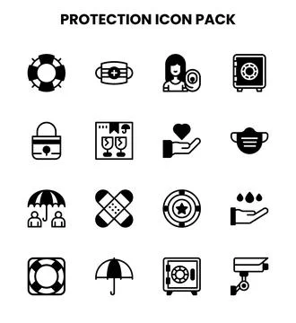 Protection DuoTone Bundle Icons Pack Stock Illustration