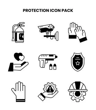 Protection DuoTone Bundle Icons Pack Illustrazione stock