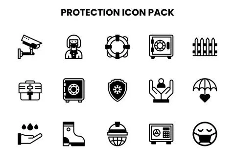 Protection DuoTone Icons Pack Stock Illustration