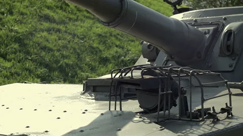 Protection elements of the military light amphibious tank PT-76. Lantern for Stock Footage 229323854
