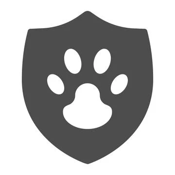 Protection emblem of pets solid icon, animal hospital concept, Pets Care Logo Stock Illustration