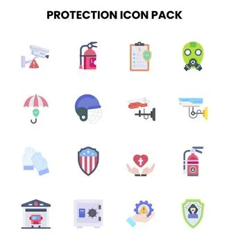 Protection Flat Bundle Icons Pack Stock Illustration