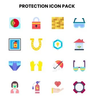 Protection Flat Design Icons Pack Stock Illustration