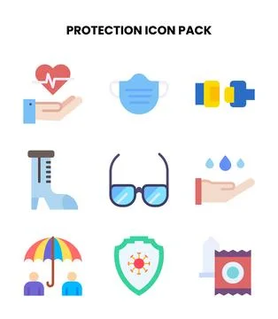 Protection Flat Graphics Icons Pack Stock Illustration