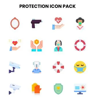 Protection Flat Vector Icons Pack Illustrazione stock