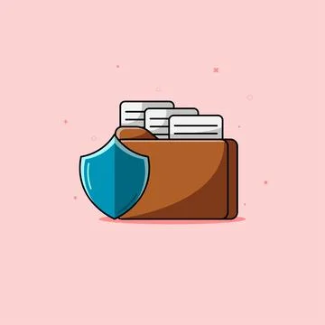 Protection folder with shield Stock Illustration