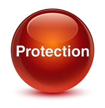 Protection glassy brown round button Stock Illustration